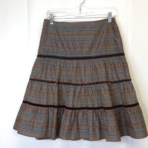 Nanette Lepore Brown Tiered Skirt Beads Velour  2